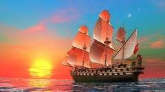 Sunset sailing sailing boat