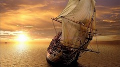 Sunset sailing sailing boat