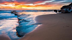Sunset sand Sea nature colors Beaches