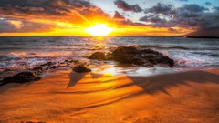Sunset sand Sea nature water sun Earth sea shorelines