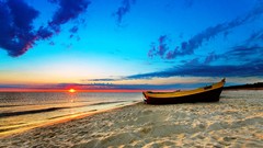 Sunset sand Sea sun clouds Beaches skyscapes