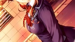 Sunset schoolgirls anime girls school uniforms game cg 