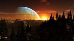 Sunset science fiction digital art futuristic