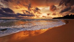 sunset Sea beach sky sunlight clouds
