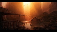 Sunset Sea cliffs artwork golden hour Andree Wallin