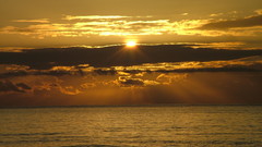 Sunset Sea clouds beautiful golden