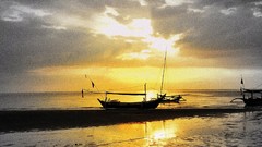 Sunset Sea clouds ships