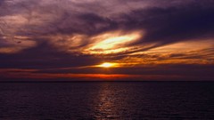 Sunset Sea clouds skies nights