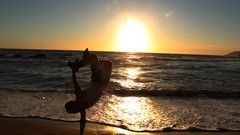 Sunset Sea coast Italy dancing break Castiglioncello
