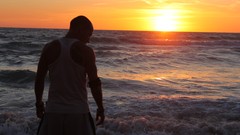 Sunset Sea coast Italy dancing break Castiglioncello