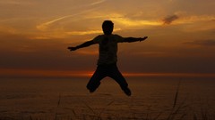 Sunset Sea freedom nature jumping