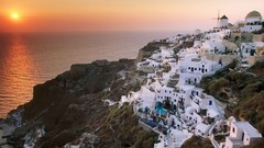Sunset Sea Greece santorini windmills The Island