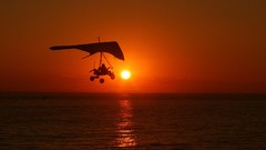 Sunset Sea nature Aircraft silhouettes