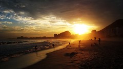 Sunset Sea nature Beaches waves