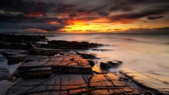 Sunset Sea nature Seaside Beaches HDR Photography