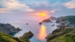 Sunset Sea nature Seaside rocks gulf