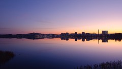 Sunset Sea night lights City Lights lakes reflections Finland 