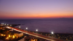 Sunset Sea night lights City Lights skies cityscapes Rodos