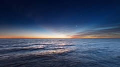Sunset Sea night water clouds skies