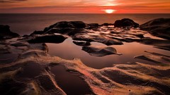 Sunset Sea ocean Oregon rocks