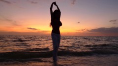 Sunset Sea ocean woman Beaches brunettes models boobs huge 