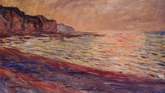 Sunset Sea paintings cliffs impressionism Claude Monet