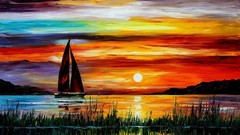 Sunset Sea paintings Leonid Afremov