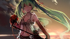 Sunset Sea Stars clouds weapons roses hats navel gloves Ribbons 