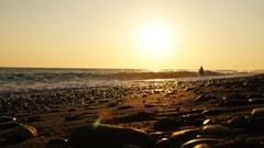 Sunset Sea stones sun Beaches waves