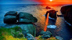 Sunset Sea stones water horizon scenic