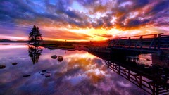 Sunset Sea sun clouds skies