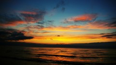 Sunset Sea sun clouds skies