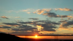 Sunset Sea sun clouds skies