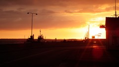 Sunset Sea sun shine bay Boats Harbor Beaches