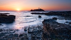 Sunset Sea United Kingdom rocks HDR Photography Cornwall 