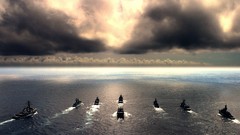 Sunset Sea water clouds War ships Boats horizon marine military 