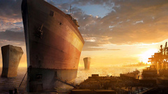 Sunset ships artwork vehicles