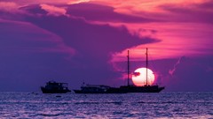 Sunset ships waterscapes