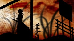 Sunset signs Anime silhouettes fences bleach kuchiki rukia 