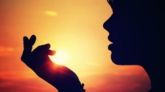 Sunset silhouettes faces