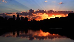 Sunset silhouettes reflections buildings cityscapes minneapolis