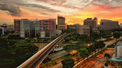 Sunset Singapore City Lights cityscapes