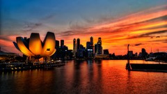 Sunset Singapore urban cities cityscapes harbours