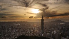 Sunset Skyscrapers buildings cityscapes