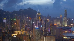 Sunset Skyscrapers Hong Kong buildings cityscapes skyscapes