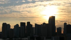Sunset Skyscrapers Miami USA cityscapes