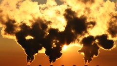 Sunset smoke pollution architecture chimneys