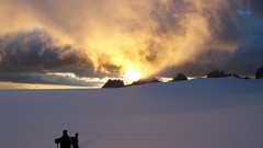 Sunset snow ski
