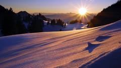 Sunset snow sun Mountains