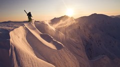 Sunset snow winter Mountains Skiing nami